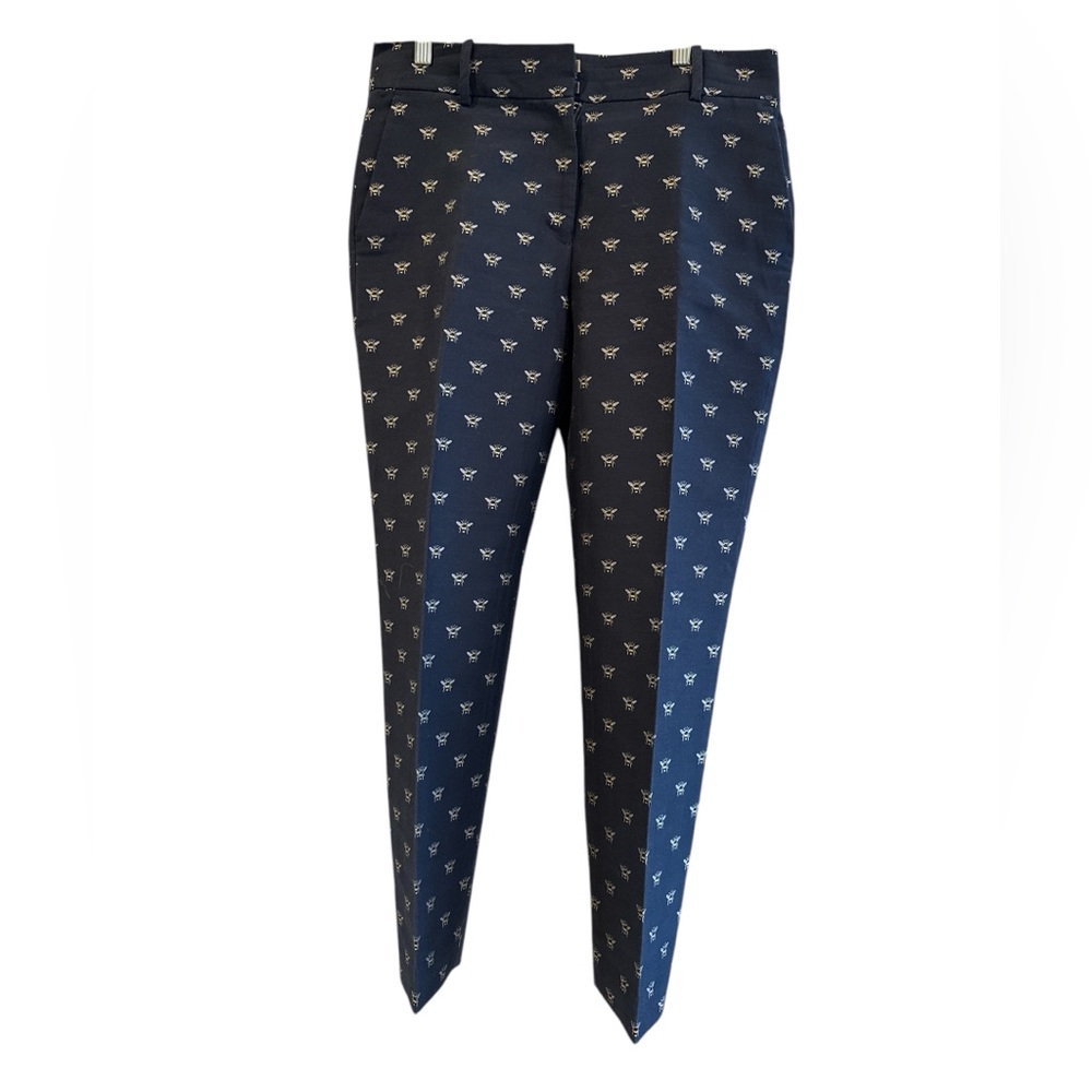 JCREW  TEDDY PANT Stylish NAVY Blue BUMBLEBEE Patterned Pants